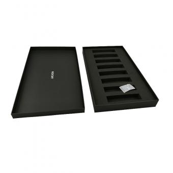 Custom rigid black gift box with lid and divider EVA padding