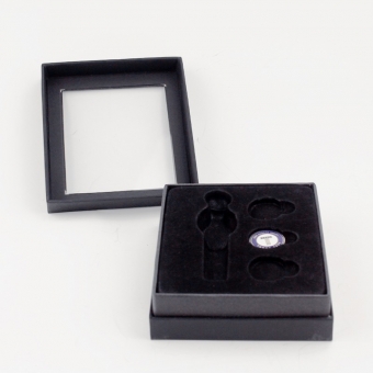 black decorative nesting cardboard box with transparent PVC lid